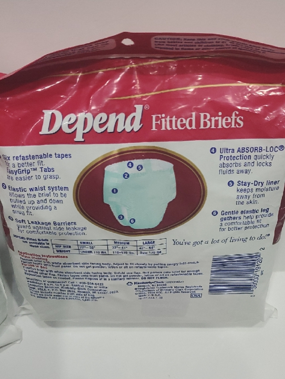 Depend Fitted Briefs Large - Burgundy/White - Picture 3 of 3